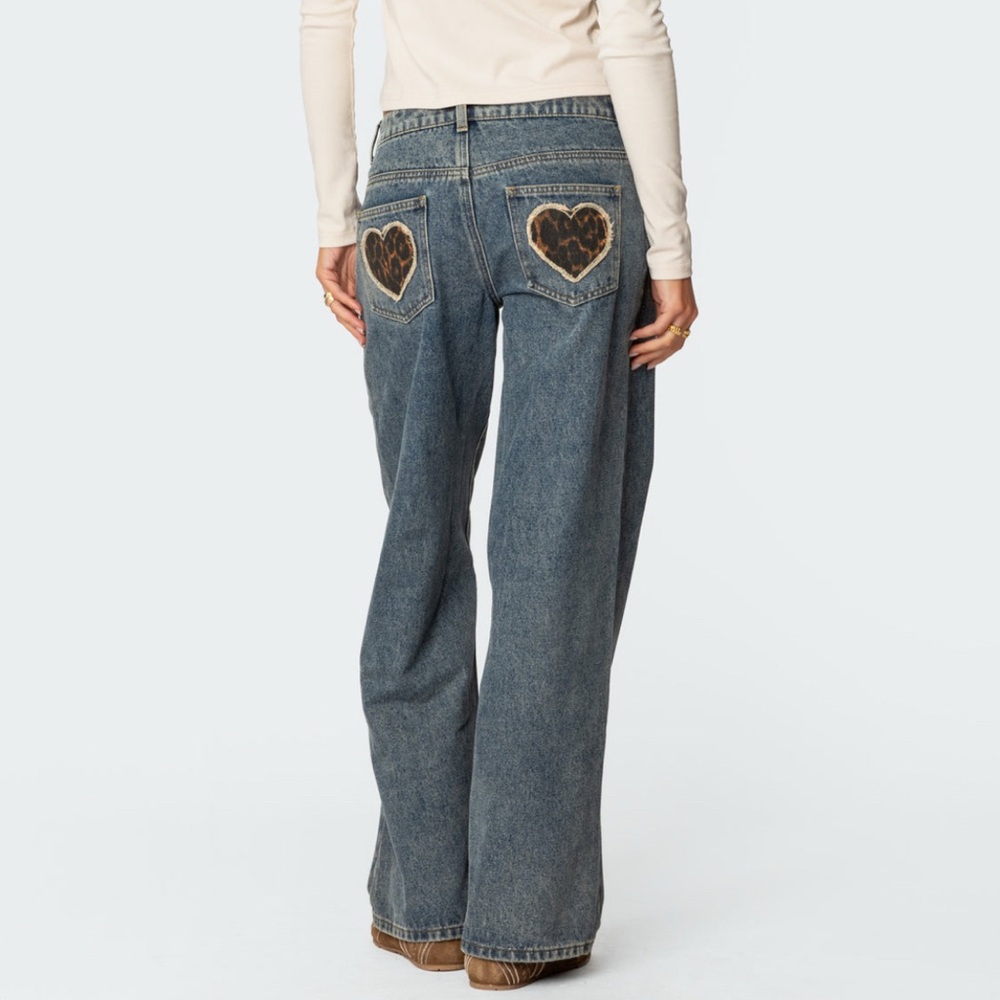 Edikted Leopard Print Heart Jeans!! Just got them for Christmas, like new.